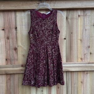 Altar'd State Burgundy Lace Sleeveless Fit and Flare Dress Size Junior Medium